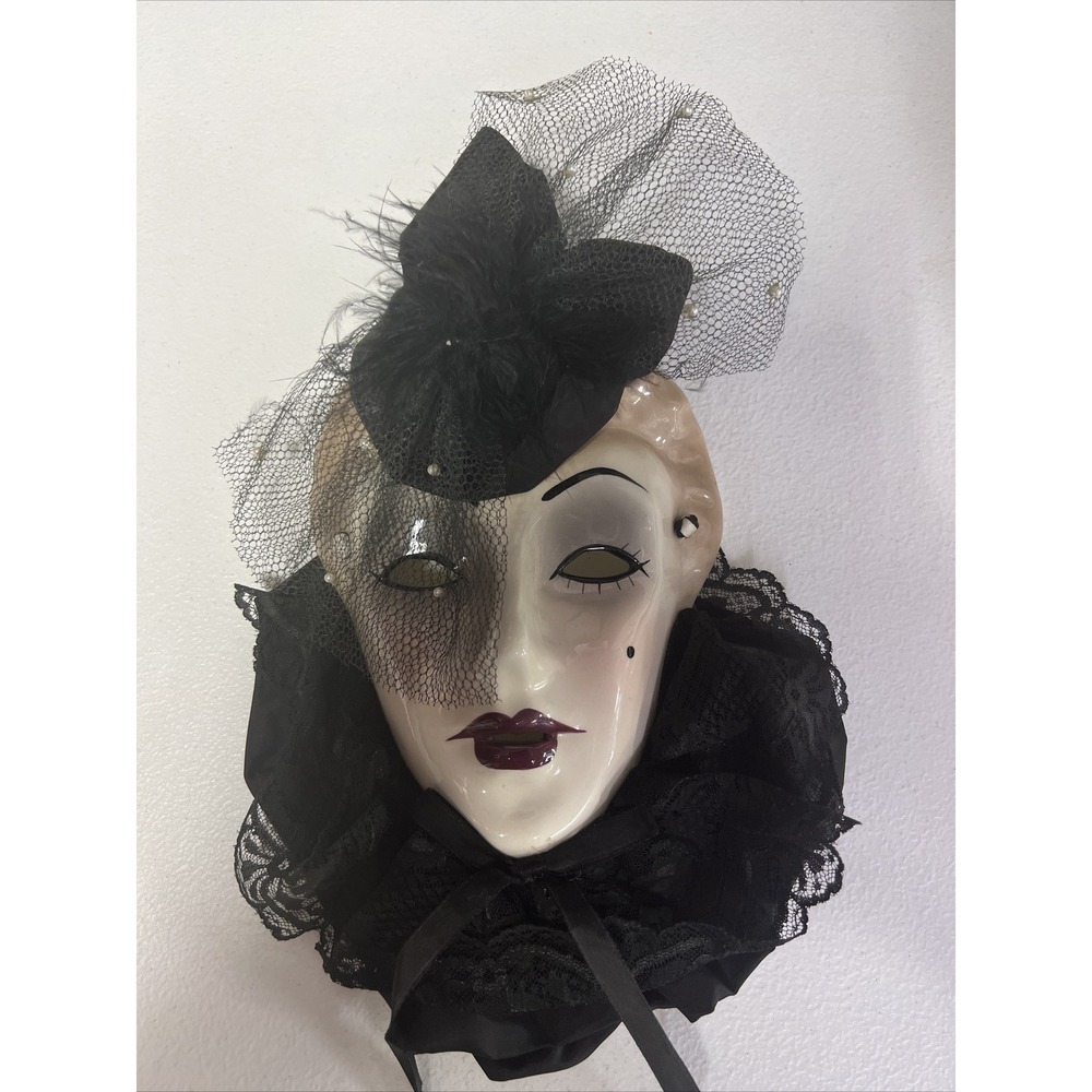 VTG Raymond Mask Signed‎ Numbered Ceramic Lady Wall Mask Feathers San Francisco